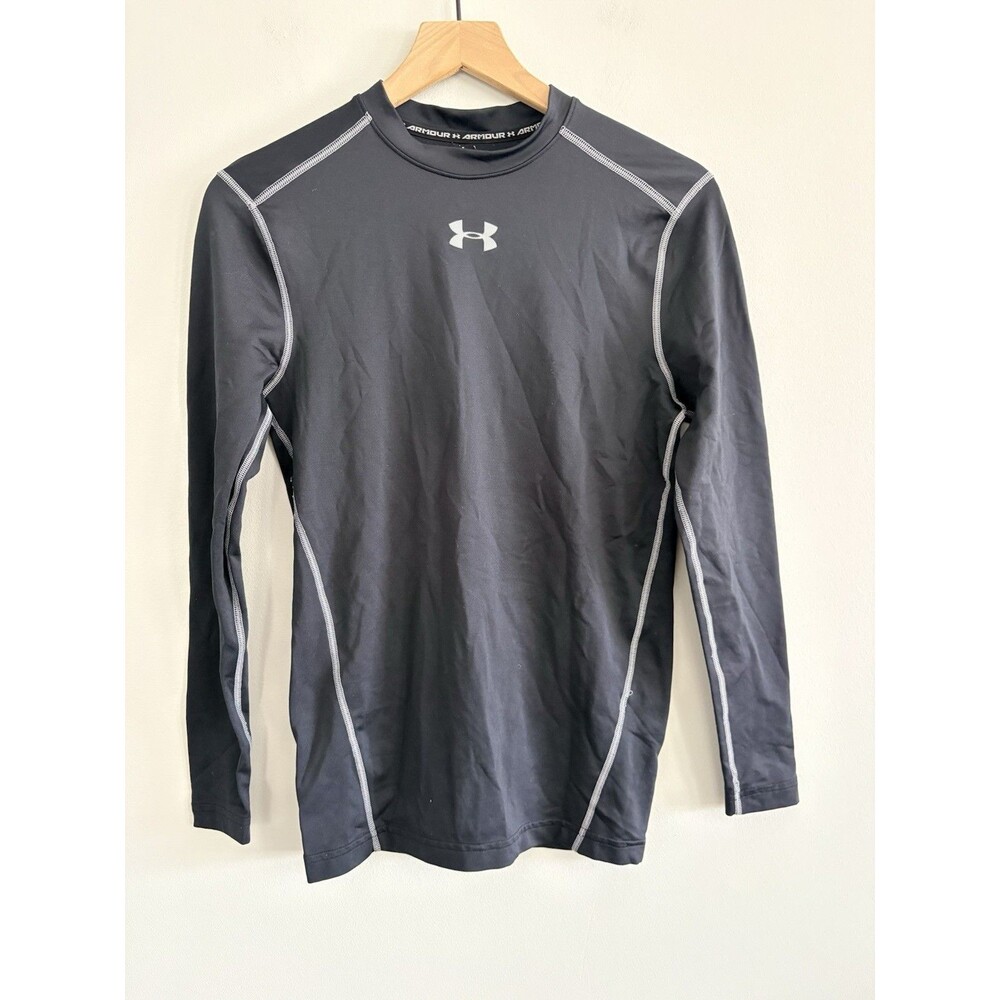 Under Armour Cold Gear Compression Shirt Mock Neck Base Layer Mens Medium Black